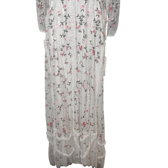 Mac Duggal 70159 Floral Embroidered Gown Ivory Multicolor Lace Back Size 10 NWT - Picture 4 of 6